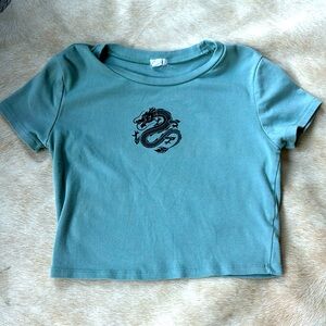 GARAGE Dragon Graphic Baby Tee / T-Shirt in Green